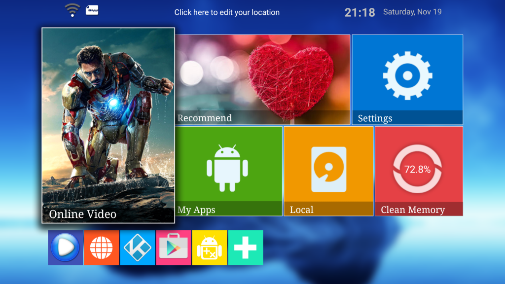 Android TV home screen